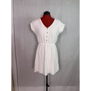 Copper Key Cotton White Eyelet V-Neck Cap Sleeve Fit & Flare Dress Size S D856